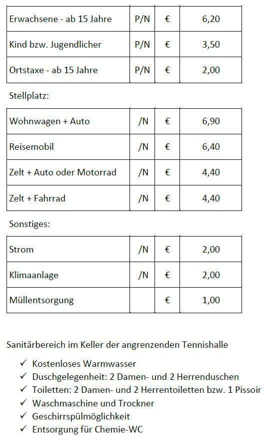 Camping Gebühr